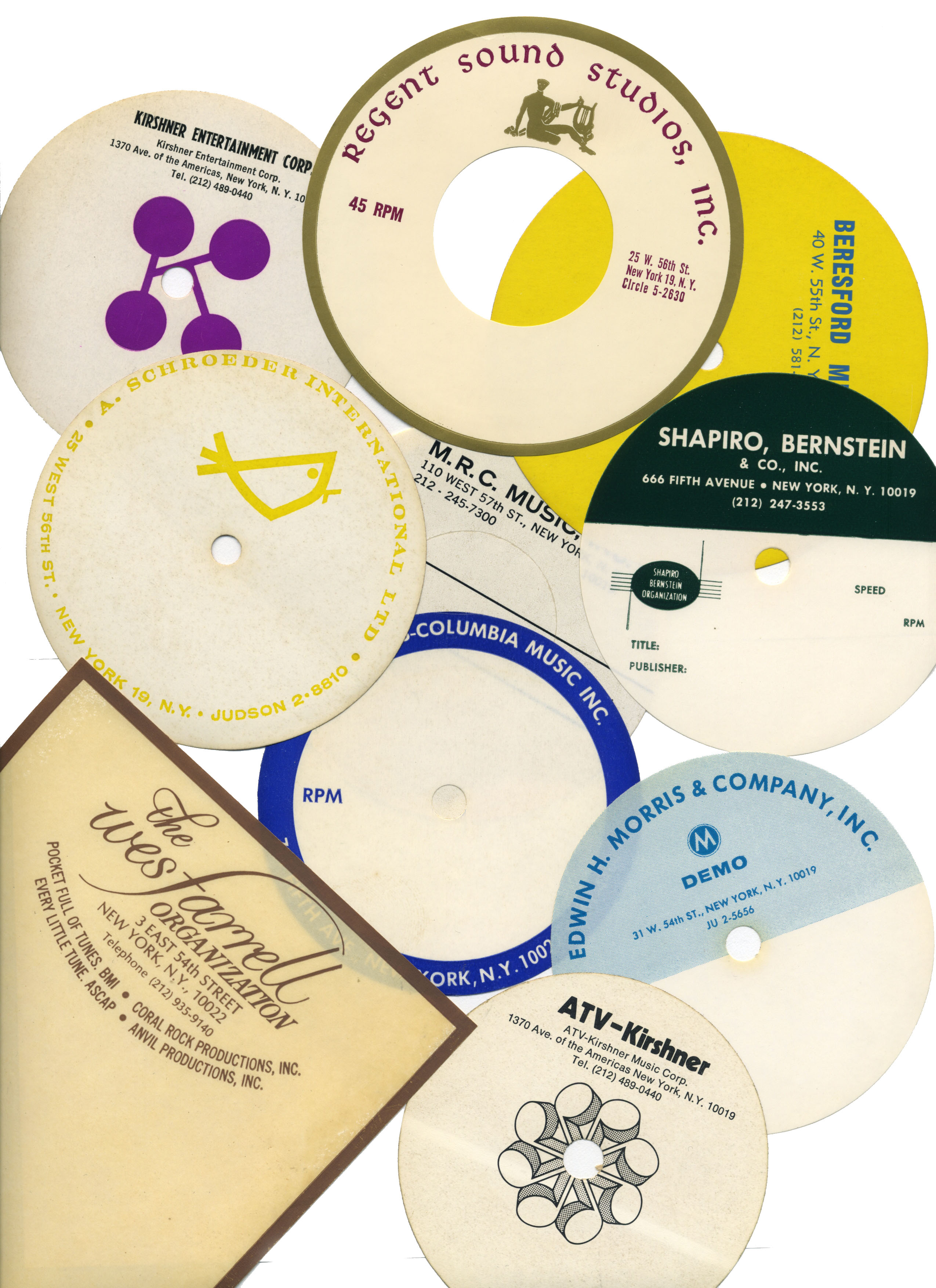 Collage of music tape labels by Josh Alan Friedman at Regent Sound in 1974